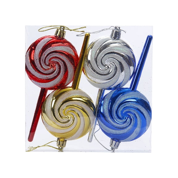 Matoen 4 Pieces Christmas Lollipop Ornaments Plastic Lollipop Christmas Tree Hanging Ornament Fake Candy Lollipop Decorations with Rope for Xmas Tree Home Decor
