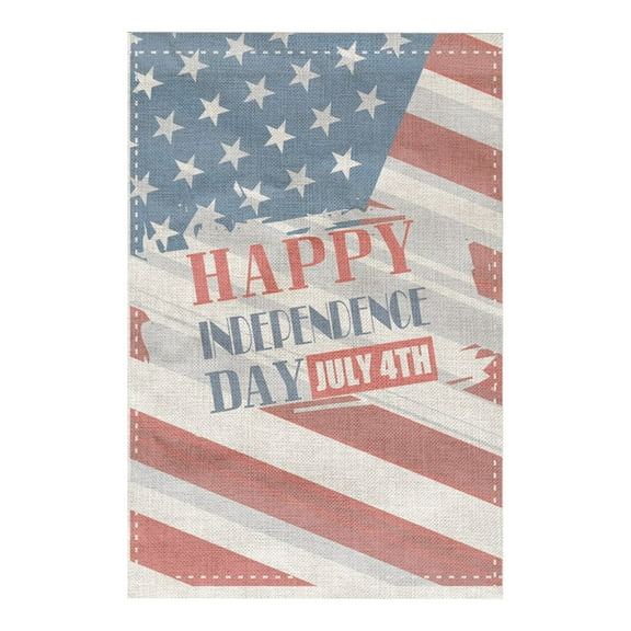 Matoen 4th of July Garden Flag 12x18 Double Sided Patriotic Red Blue Memorial Day Independence Day Holiday Outside Decorations Burlap Yard Flag