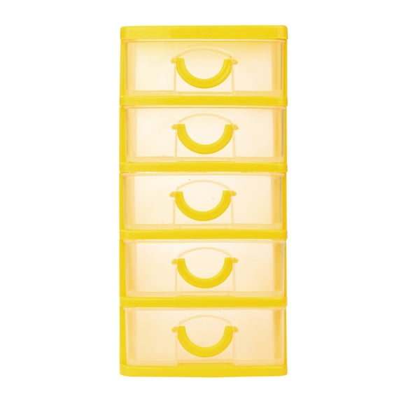 Matoen 5 Drawer Clear Stacking Desktop Organizer for Office Supplies, Stackable Storage Drawers Plastic Storage Bins for Kitchen Cabinets, Pantry, Home Organization (Yellow, XL)