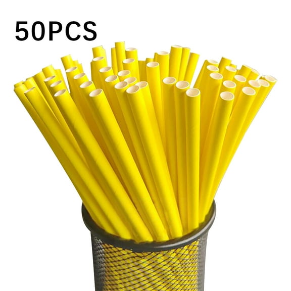 Matoen 50-Pack Paper Drinking Straws Biodegradable, Flexible Solid Color Straws Bulk for Juices, Shakes, Smoothies, Disposable& Eco-Friendly Straw for Birthdays, Weddings & Party