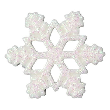100Pcs Mini Resin Snowflake Ornaments - Glitter White & Silver Snowflakes In 3 Sizes For Christmas Crafts