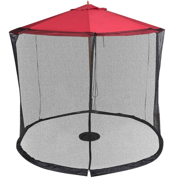Matoen 7-10ft Black Patio Umbrella Mosquito Nets, Polyester Mesh, Universal Canopy Umbrella Netting Screen, Fits Outdoor Patio Tables/Cantilever Offset Hanging Market Umbrellas