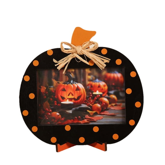 Matoen 7.8x7.8 Pumpkin Picture Frame for Halloween & Fall Decor, Photo Tabletop & Wall Display Hanging Display