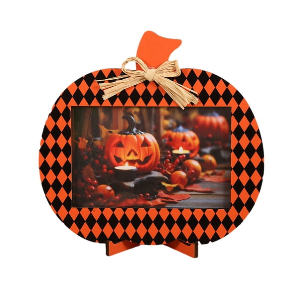 Matoen 7.8x7.8 Pumpkin Picture Frame for Halloween & Fall Decor, Photo Tabletop & Wall Display Hanging Display