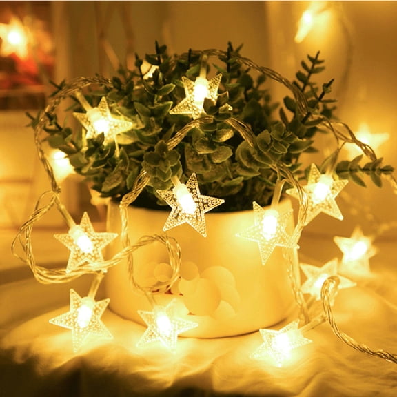 Matoen 9.8Ft Christmas Star String Lights - 20 LEDs Star Fairy Lights Battery Operated with Timer Indoor Christmas Lights for Bedroom Party Holiday Eid Ramadan Decoration