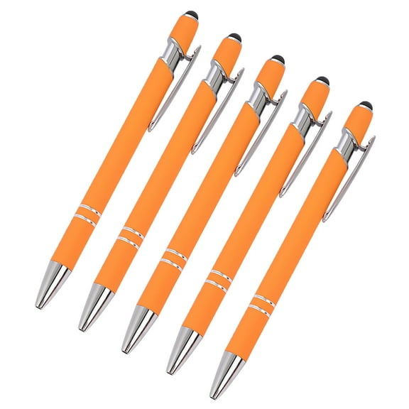 Matoen Aluminum Gel Pen with Touchscreen Tip - 5pcs 0.5mm Metal Click Pens, Smooth Writing & Screen Stylus Dual-Use, 10ml Long-Lasting Ink - Business, Junior & Office Pens for Gifts, Meetings