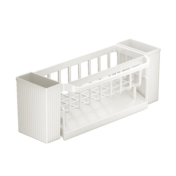 Matoen Auto-Draining Sink Sponge Caddy Organizer with Brush Holder - Kitchen Sink Tray for Sponge & Scrubber Storage