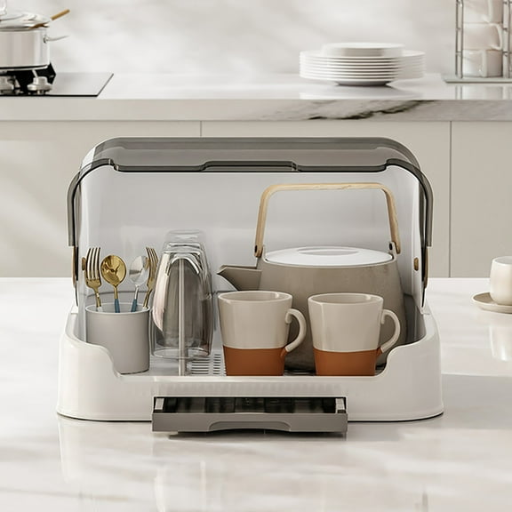 Matoen Baby Bottle Holder, Portable Large Capacity Toddler Bottles Storage Box with Lid, Anti-Dust Protection and Cutlery Storage Baby Bottle Drying Rack for Baby at Home Kitchen Travel Outdoors