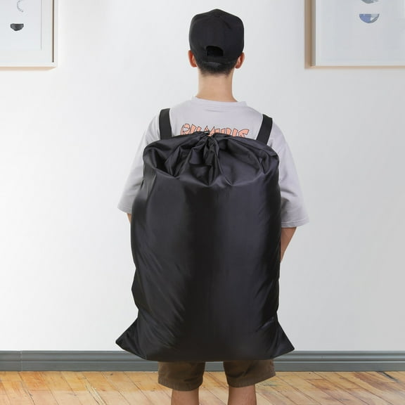 Matoen Backpack Laundry Bag with Shoulder Straps, Large Laundry Bag Backpack Extrawith Drawstring Closure for College, Travel, Laundromat, Apartment Black