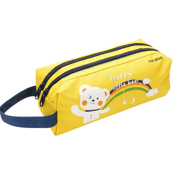 Matoen Big Pencil Case, Students Double-layer Pencil Pouch, Travel Simple Stationery Bag, Cute Pen Bag Back-to- Season Gift - Yellow