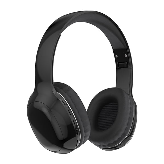 Matoen Bluetooth 5.3 Subwoofer Headband Wireless Headphones - Built-in Microphone Stereo Noise Cancelling Foldable Headphones Black