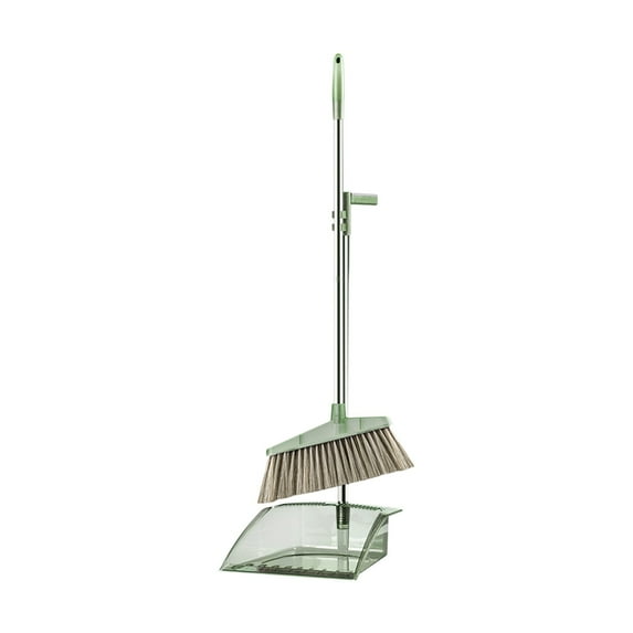 Matoen Broom and Dustpan Set with 33.8" Long Handle for Home Kitchen Room Office Lobby Floor Use Upright Stand Up Stand Up Broom with Dustpan Combo