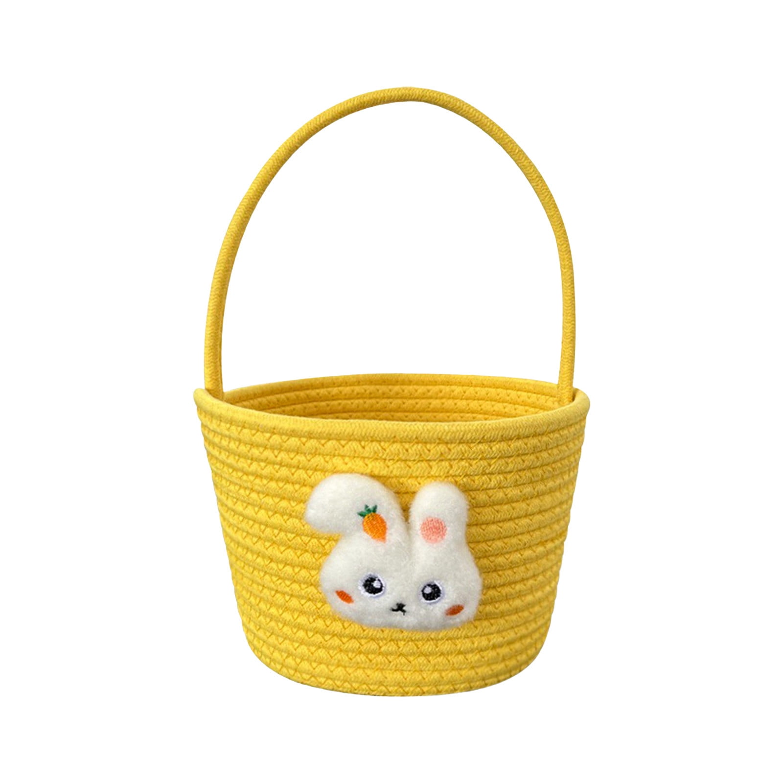 Matoen Bunny Easter Basket, Cotton Woven Easter Bucket Bag with Plush ...