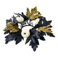 thumbnail image 1 of Matoen Candle Rings, Halloween Black Candle Rings Wreath for Pillar Candle Holder, Maple Leaf Small Wreaths for Fall Thanksgiving Home Table Centerpieces, Door, Wall, Window Decorations, 1 of 6