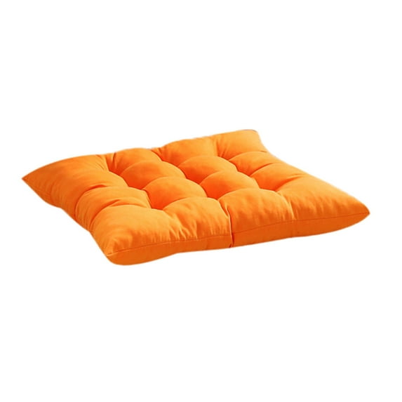 Matoen Chair Pads Square Chair Cushion with Ties Soft Thicken Seat Pads Cushion Pillow for Office,Home or Car Sitting 16"x16" (Orange)