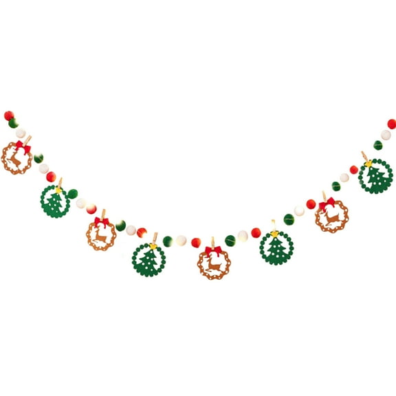 Matoen Christmas Banner with Lights, Christmas Decorations Banner Christmas Paper Banners Flags Hanging Bunting Garland for Door Wall Window Hanging Xmas Party Holiday Supplies