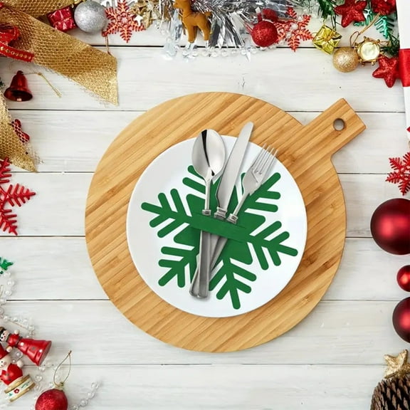 Matoen Christmas Cutlery Holder Storage Bag with Tree Design, Polyester Utensil Set for Holiday Party Table Setting, Home Dinner Knife Fork Organizer