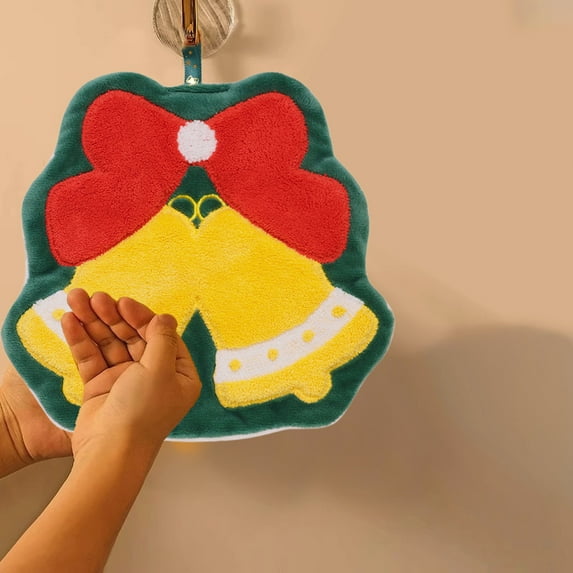 Matoen Christmas Hand Towel with Hanging Loop, Soft Absorbent Decorative Kitchen & Bathroom Towels for Xmas Decor
