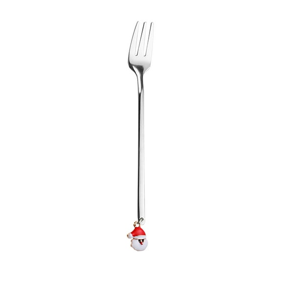 Matoen Christmas Home Decorations Metal Coffee fork Flatware Gift for New Year Silver
