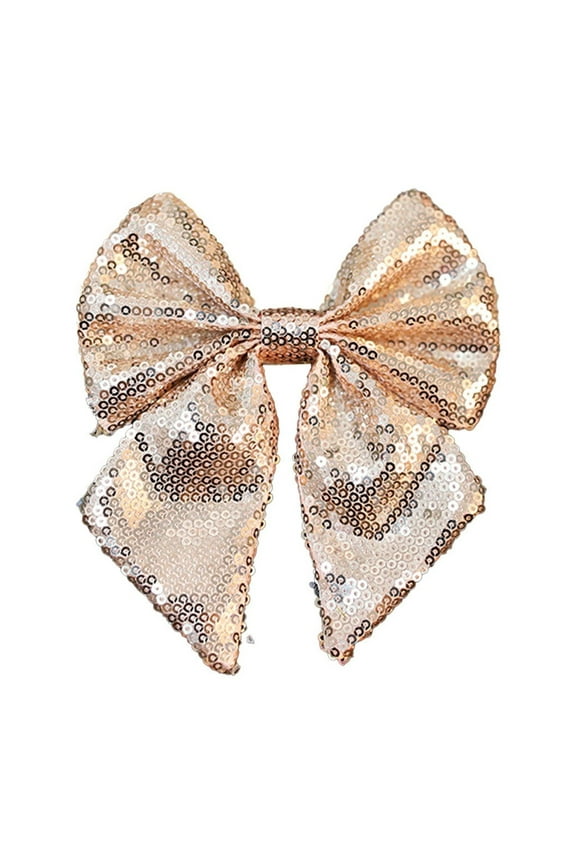 Christmas Sequin Bow Christmas Wreath Decoration Bow Door Sequin Bowknot Ornament for Christmas Tree Craft Home Decoration (Red)