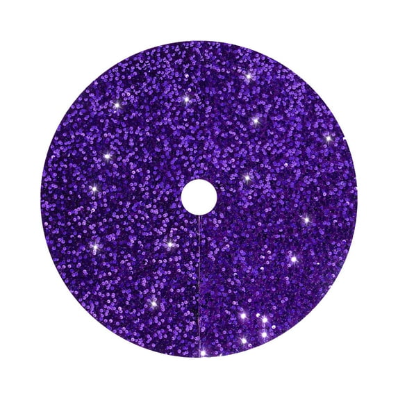 Matoen Christmas Tree Skirt 24 Inches Purple Glitter Sequins Tree Skirt Thick Velvet Xmas Tree Skirt Mat Winter Holiday Xmas Tree
