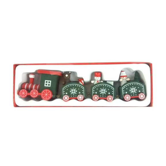 Matoen Christmas Wooden Mini Train Decor Set for Christmas Party, Snowman Ornament Gift Home Window Tabletop Decoration