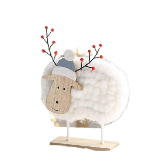 Matoen Christmas Wool Felt Lamb Plush Sheep Figurine Table Ornament Farm Animal Decorative Figurines for Home Office Bookshelves Decor