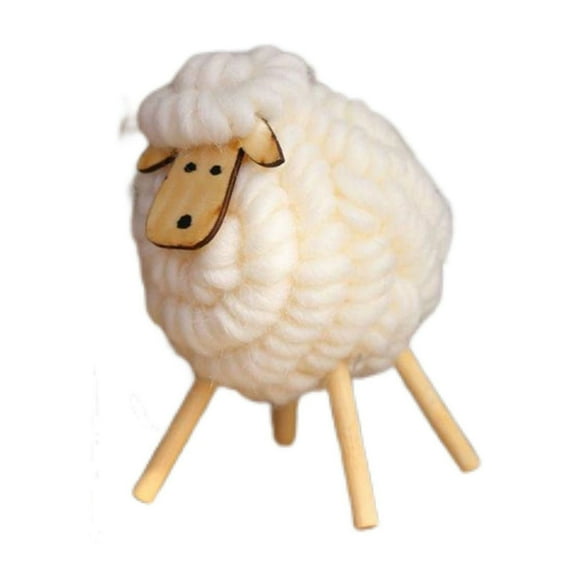 Matoen Christmas Wool Felt Lamb Plush Sheep Figurine Table Ornament Farm Animal Decorative Figurines for Home Office Bookshelves Decor