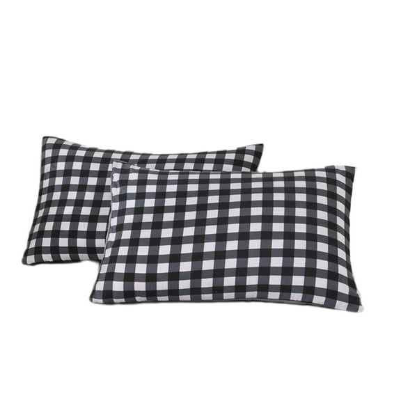 Matoen Classic Plaid Pattern Zippered Style Pillow Cover, Soft Quiet Zippered Pillow Protectors, Standard Size, Set of 2, 19"x29"