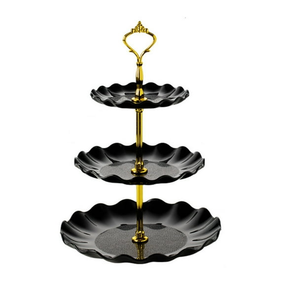 Matoen Cupcake Display Stands 3 Tier Serving Tray Platters Plastic Cup Cake Tower for Birthday Party Wedding Cakes Dessert Cookie Candy (Black)