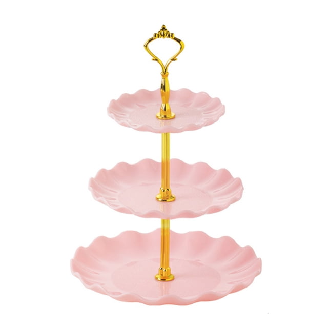 Matoen Cupcake Display Stands 3 Tier Serving Tray Platters Plastic Cup Cake Tower for Birthday Party Wedding Cakes Dessert Cookie Candy (Pink)