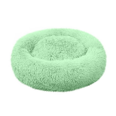 Matoen Cute Round Calming Dog Bed, Pet Small Plush Dog Donut Bed for Medium Small Breed Dog, Soft, Comfy and Cozy Doggie Bed, Green