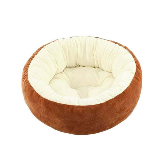 Matoen Dog Bed for Small Dogs, Round Small Dog Bed,Cat Beds for Indoor Cats, Orthopedic Dog Bed, Washable Dog Bed for Puppy and Pet with Non-Slip Botttom, Comfort&Calming S (16") Brown