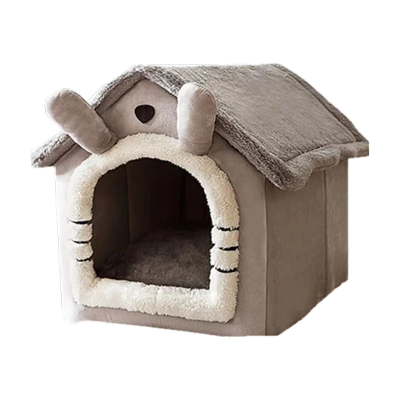 Matoen Dog House Indoor, 12"x12.5"x13" Indoor Dog House for Medium and Small Dog, Warm Cave Sleeping Nest Bed for Cats and Dogs, Brown