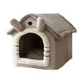 thumbnail image 1 of Matoen Dog House Indoor, 12"x12.5"x13" Indoor Dog House for Medium and Small Dog, Warm Cave Sleeping Nest Bed for Cats and Dogs, Brown, 1 of 6
