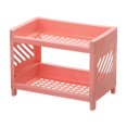 thumbnail image 1 of Matoen Double-Layer Desktop Storage Rack, Foldable Office Stationery Storage Rack,Kitchen Seasoning Storage Rack, Bathroom Cosmetic Storage Rack (Pink), 1 of 6