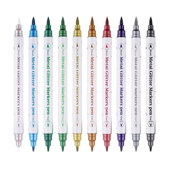 Matoen Double Tip Color Markers Pen Set - 10 Colors Highlighter Marker Pen with Double Headed Design, Bright Colors for Painting & Coloring, Perfect for Juniors & Adults in Educational, Home