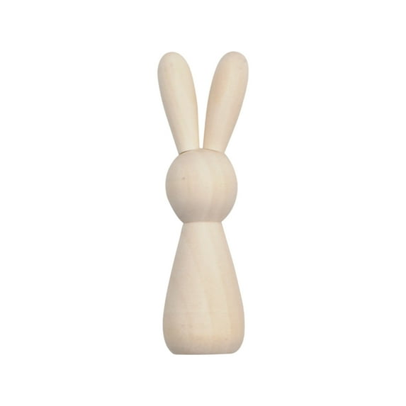 Matoen Easter Basket Stuffers, Unfinished Wooden Bunny Dolls, Easter Peg Dolls Rabbit Figurines Natural Blank Animal Figures Graffiti Toys for Crafts Easter Spring Home Decor