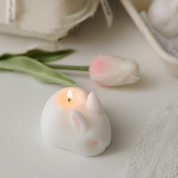 Matoen Easter Bunny Shaped Soy Candles Scented Candles Spring Bunny Tealight Candles Home Decor Bunny Candle Handmade Wax Candle for Bedroom Bathroom Party (White)
