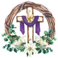 thumbnail image 1 of Matoen Easter , Easter Window Clings, Religious Cross Flower Stickers Decals Decor, Spring Floral Wreath Home Kitchen Decorations, 1 of 6