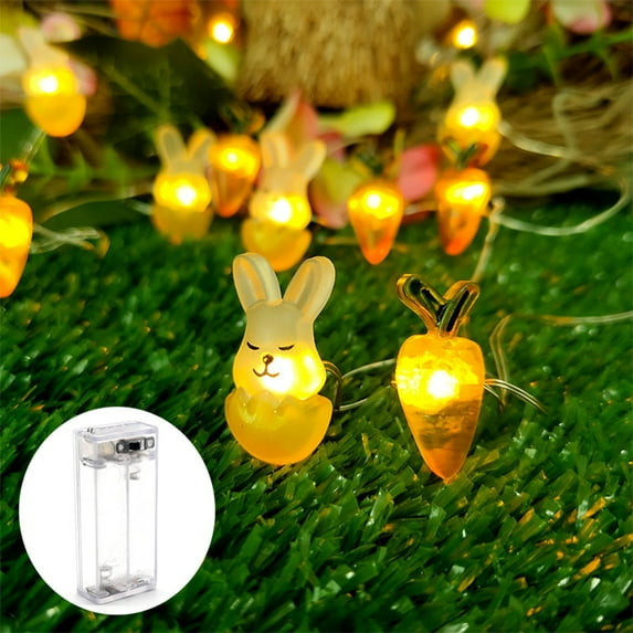 Matoen Easter Decoration Lights Rabbit Carrot LED String Lights Battery Operated 3.28Ft, 10 LEDs Bunny Shaped String Lights for Bedroom Party Indoor Birthday Wedding Decor