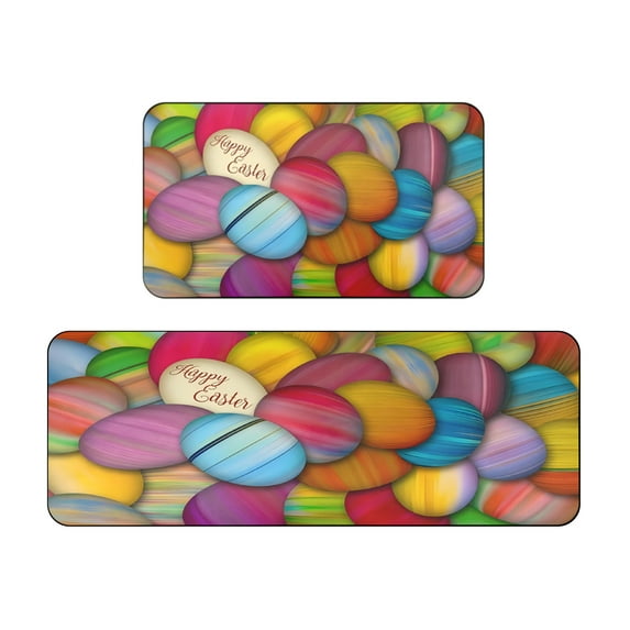 Matoen Easter Kitchen Rugs and Mats Set of 2, Farm Style Bunny Kitchen Floor Mat, Spring Easter Decorations for The Home