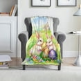 thumbnail image 1 of Matoen Easter Teen Throw Blanket Small Green Rabbit Egg Bunny Blanket Spring Flower Floral Blanket for Swaddle Soft Fuzzy Fleece Holiday Blanket Gift for Teen 39.4"x27.5", 1 of 6