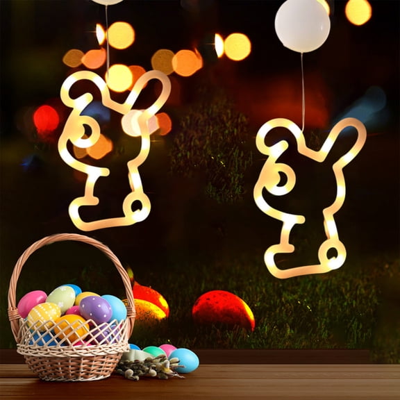 Matoen Easter Window Lights, Easter Window Decorations, Easter Bunny Hanging String LED Lights with Suction Cup, Happy Easter Party Supplies for Indoor and Outdoor Farmhouse Wall Decor