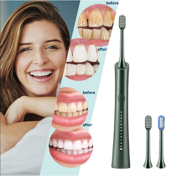 Matoen Electric Toothbrush for Adults, USB Rechargeable Sonic Toothbrush with 3 Brush Heads, Smart Timer, 6 Modes