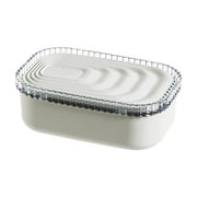 Matoen European Print Soap Box with Lid - Bathroom Soap Holder, Connected Draining, Household Essentials, Factory Direct White
