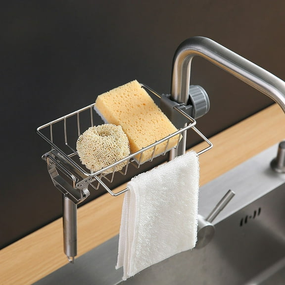 Matoen Faucet Rack for Kitchen Sink Sponge Caddy, Bathroom Sink Faucet Sponge Holder Soap Holder Kitchen Sink Organizer