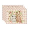 thumbnail image 1 of Matoen Floral Bunny Rabbit Easter Placemats Set of 4, 12x18 Inch Seasonal Spring Table Mats for Party Kitchen Dining Decoration, 1 of 6