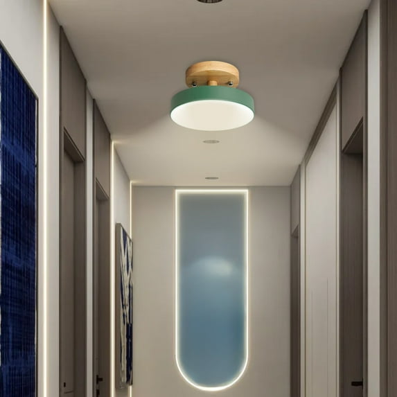 Matoen Flush Mount Ceiling Light, 7 Inch Lighting Fixture for Kitchen, Bedroom, Bathroom, and Hallway, White Nordic Wooden Balconies Cloakrooms Lighting Fixtures