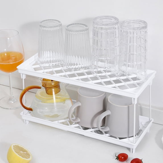 Matoen Foldable Desktop Storage Rack - Space-Saving Cup Stand & Organizer for Office, Kitchen, Bathroom - Sturdy & Compact Shelf